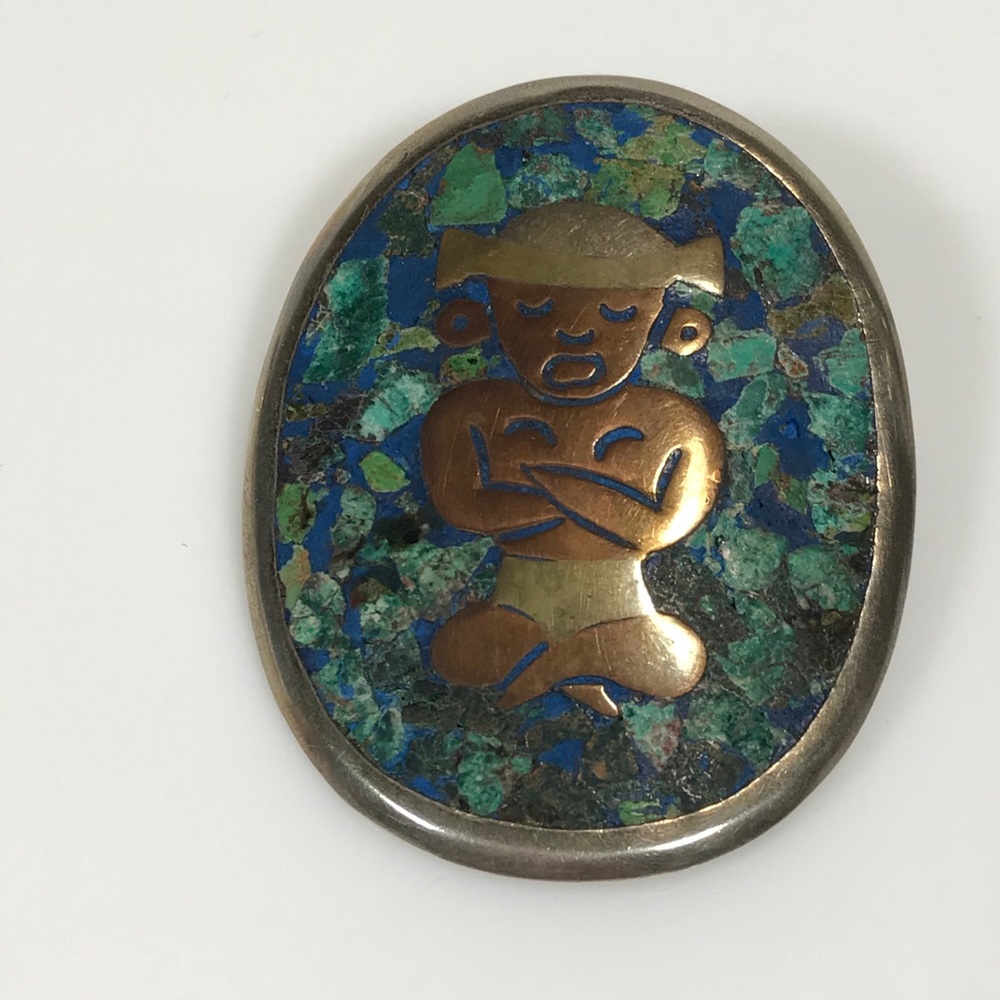 Multi Stones Inlay Sterling Brouche Medita…